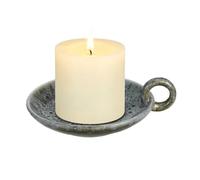 PATIKIL Ceramic Candle Holders Plate, Blue Vintage Candle Plate Round Tray with Handle Incense Holder for Burning Dining Room Home Decor Party Wedding Birthday Anniversary