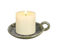 PATIKIL Ceramic Candle Holders Plate, Green Vintage Candle Plate Round Tray with Handle Incense Holder for Burning Dining Room Home Decor Party Wedding Birthday Anniversary