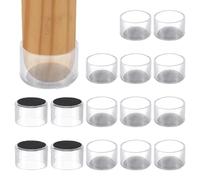 PATIKIL Chair Leg Floor Protector for Hardwood Floors, 16 Pcs Round PVC Felt Fit 1.38" Furniture Leg Cap Furniture Feet Cover Furniture Feet Carpet Small Slider, Transparent