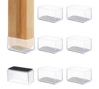 PATIKIL Chair Leg Floor Protector for Hardwood Floors, 8 Pcs Rectangle PVC Felt Fit 2.4" x 1.22" Furniture Leg Cap Furniture Feet Cover Furniture Feet Carpet Small Slider, Transparent