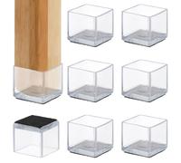 PATIKIL Chair Leg Floor Protector for Hardwood Floors, 8 Pcs Square PVC Felt Fit 0.98" Furniture Leg Cap Furniture Feet Cover Furniture Feet Carpet Small Slider, Transparent