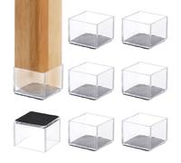 PATIKIL Chair Leg Floor Protector for Hardwood Floors, 8 Pcs Square PVC Felt Fit 1.18" Furniture Leg Cap Furniture Feet Cover Furniture Feet Carpet Small Slider, Transparent
