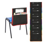 PATIKIL Chair Pockets for Classroom, 6 Pack Classroom Chair Pockets Length 16.5" Width 15.4" Seat Pockets Sacks with Blank Name Slot for Classroom Chairs, Multicolor