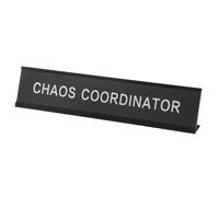 PATIKIL CHAOS COORDINATOR Desk Name Plate, Aluminum Desk Plaque Funny Nameplate Sign for Office Coworker Prank Gifts Desk Decor, Black/White on Black