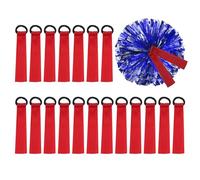 PATIKIL Cheerleader Pom Poms Name Tag, 24 Pcs Blank Gear Tags Cheer Camp Pom Tags Tie Ribbon for Personalized Travel Suitcases Labels, Red