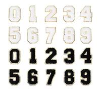 PATIKIL Chenille Number Patches, 20 Pcs Iron on Number Patch Number Embroidered Patch Glitter Applique for Hat Jacket Clothing Bags DIY Decoration Backpack, Number 0-9 Black White