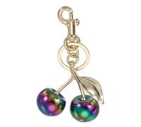 PATIKIL Cherry Keychain for Women Bag Purse Charm Cute Cherry Accessories with Key Ring and Clip for Handbag Keys Car Ring, Colorful-Light Gold