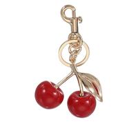 PATIKIL Cherry Keychain for Women Bag Purse Charm Cute Cherry Accessories with Key Ring and Clip for Handbag Keys Car Ring, Red-Light Gold