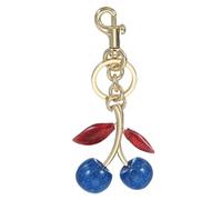 PATIKIL Cherry Keychain for Women Bag Purse Charm Cute Cherry Accessories with Key Rings and Clip for Handbag Keys Car Ring, Blue-Light Gold