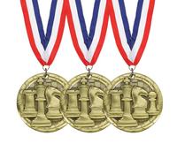 PATIKIL Chess Tournament Star Gold Award Medals with Red & White & Blue Ribbons, 3 Pcs Winner Medals Gold Silver Bronze Prizes for Competitions Sports Party, Gold