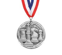 PATIKIL Chess Tournament Star Silver Award Medals with Red & White & Blue Ribbons, Winner Medals Gold Silver Bronze Prizes for Competitions Sports Party, Silver