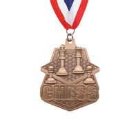 PATIKIL Chess Tournament Table Copper Award Medals with Red & White & Blue Ribbons, Winner Medals Gold Silver Bronze Prizes for Competitions Sports Party, Copper