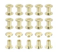 PATIKIL Chicago Screws, 60set M5 x 8mm Carbon Steel Phillips Head Screw Rivets Binding Screws Post Nail Rivet for Leather Belt Bag Backpack Craft Bookbinding, Gold Tone