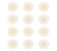 PATIKIL Chiffon Flowers, 12Pcs 2" Sewing Fabric Flower Appliques Embellishments for DIY Crafts Clothing Headbands Wedding Party Decoration, Beige