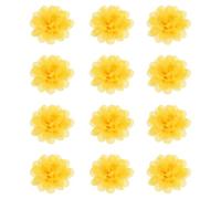 PATIKIL Chiffon Flowers, 12Pcs 2" Sewing Fabric Flower Appliques Embellishments for DIY Crafts Clothing Headbands Wedding Party Decoration, Yellow