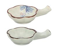 PATIKIL Chinese Calligraphy Ink Dish, 2 Pcs Painting Brush Rest Dish Multifunctional Japanese Ceramics Ink Water Plate for Calligraphy, Painting, Art Supplies, White