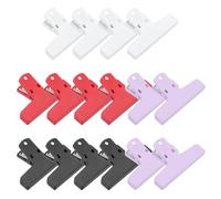 PATIKIL Chip Bag Clip, 16 Pcs Chip Clip Food Bag Clips Clamps Plastic Heavy Duty Seal Grips for Paper Sheets Food Kitchen Office Home, White Black Red Purple, 4 x 2.6 Inch