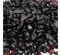 PATIKIL Chip Stone Natural Rock Beads Loose Gemstone Beads Drilled Strand for Jewelry Craft Making, 1set/400pcs, Black