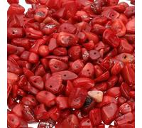 PATIKIL Chip Stone Natural Rock Beads Loose Gemstone Beads Drilled Strand for Jewelry Craft Making, 1set/400pcs, Dark Red