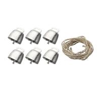 PATIKIL Christmas Cow Bells Hanging, 6 Pcs Ornament Harmony Cow Bells, Vintage Metal Cow Bells with Rope, Christmas Tree Wall Wreath Outdoor Indoor Door Decorations, Silver Tone