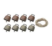 PATIKIL Christmas Cow Bells Hanging, 8 Pcs Ornament Harmony Cow Bells, Vintage Metal Cow Bells with Rope, Christmas Tree Wall Wreath Outdoor Indoor Door Decorations, Red & Green