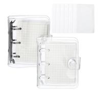 PATIKIL Clear 3 Ring Binder Cover, 2 Pack PVC Notebook Binder Mini Refillable Loose Leaf Folder Planner with 160 Sheets Paper, Black White