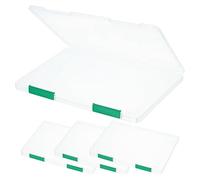 PATIKIL Clear A4 File Portable Project Case with Buckle Plastic Storage Box for 8.5" x 11" Letter Paper Scrapbook Paper Storage Boxes, 4Pcs, 12.2"x9.1"x0.8", Dark Green