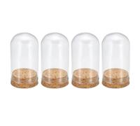 PATIKIL Clear Cloche Glass Dome, 4 Pack Glass Bell Jar Display Case Tabletop Centerpiece with Cork Base for LED Light Plants Home Decor 1.81x3.54inch