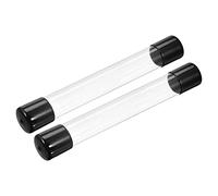 PATIKIL Clear Rigid Tube Round Plastic Tubing with Black Rubber Caps Polycarbonate Water Pipe, 305mm/ 12 Inch Length, 26mmx28mm/1.02" x1.1, 2 Set