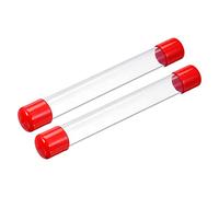 PATIKIL Clear Rigid Tube Round Plastic Tubing with Red Rubber Caps Polycarbonate Water Pipe, 305mm/ 12 Inch Length, 21mmx25mm/0.83" x1, 2 Set