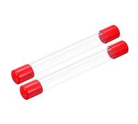 PATIKIL Clear Rigid Tube Round Plastic Tubing with Red Rubber Caps Polycarbonate Water Pipe, 305mm/ 12 Inch Length, 20mmx21mm/0.78"x0.82", 2 Set