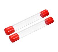 PATIKIL Clear Rigid Tube Round Plastic Tubing with Red Rubber Caps Polycarbonate Water Pipe, 305mm/ 12 Inch Length, 26mmx28mm/1.02" x1.1, 2 Set