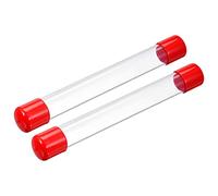 PATIKIL Clear Rigid Tube Round Plastic Tubing with Red Rubber Caps Polycarbonate Water Pipe, 305mm/ 12 Inch Length, 23mmx25mm/0.91" x1, 2 Set