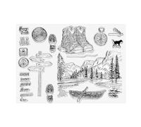 PATIKIL Clear Stamps, Silicone Transparent Stamps with Forest Mountain Lake Journey Pattern for Holiday Card Scrapbooking, Clear