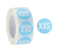 PATIKIL Clothing Size Stickers 1 Inch Round Coded Self-Adhesive Label XXS Size T-Shirt Labels 500 Pieces Per Roll for Shirt Skirt Clothes Retail, Sky Blue