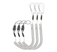PATIKIL Coiled Lanyards with Buckle 40 Inch, 3 Pcs Retractable Safety Ring and Quick Release Detachable Buckle for Fishing Equipment Key Card Tool Tether Leash, Silver Tone