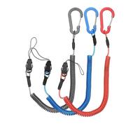 PATIKIL Coiled Lanyards with Buckle 47 Inch, 3 Pcs Retractable Safety Ring and Quick Release Detachable Buckle for Fishing Equipment Key Card Tool Tether Leash, Black/Red/Blue