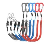 PATIKIL Coiled Lanyards with Buckle 47 Inch, 6 Pcs Retractable Safety Ring and Quick Release Detachable Buckle for Fishing Equipment Key Card Tool Tether Leash, Black/Red/Blue