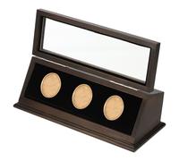 PATIKIL Coin Display Case, 3 Slots Coin Presentation Display Box Coin Box Coin Case with Coin Holder Fit 38-44.5mm Coin for Silver Dollar Collectors, Brown
