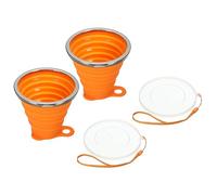 PATIKIL Collapsible Travel Cup, 2 Pack 270mL Travel Folding Cup with Lid Silicone Portable Drinking Cup for Traveling Camping, Orange