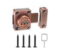 PATIKIL Combination Cabinet Latch, Zinc Alloy Keyless Drawer Lock 3-Digit Password Cabinet Lock Safety Lock for One-Way Door Cupboard, Copper