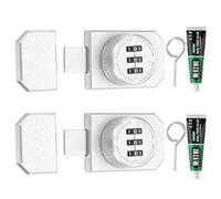 PATIKIL Combination Cabinet Lock, 3-Digit Password Cabinet Lock 2 Pcs Zinc Alloy Mechanical Keyless Adhesive Safety Door Latch with Glue for One Way Door Drawer Cupboard, Silver