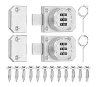 PATIKIL Combination Cabinet Lock, 3-Digit Password Cabinet Lock 2 Pcs Zinc Alloy Mechanical Keyless Safety Door Latch for One Way Door Drawer Cupboard, Silver