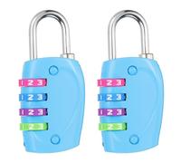 PATIKIL Combination Lock, 2Pcs 4 Digit Outdoor Padlock Waterproof Locker Lock for Luggage Suitcase, Gym Locker, Fence, Filing Cabinets, Toolbox, Gate, Blue with Colorful Wheel