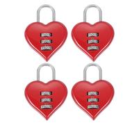 PATIKIL Combination Locks, Heart Shape 3 Digit Password Padlock Love Locker Lock for Jewelry Storage Box Diary Gym Outdoor Fence Gate Hasp Cabinet Storage, Red, Pack of 4