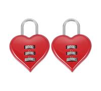 PATIKIL Combination Locks, Heart Shape 3 Digit Password Padlock Love Locker Lock for Jewelry Storage Box Diary Gym Outdoor Fence Gate Hasp Cabinet Storage, Red, Pack of 2