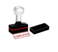 PATIKIL Completed Stamp Self Inking, Red Ink Office Stamps Pre Inked Message Stamp Refillable Business Stamp, Black