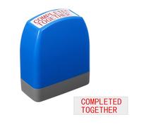 PATIKIL Completed Together Teacher Stamps, 2.1x1.7x0.9 Inch Homework Stamper, Teacher Grading Office Photosensitive Stamp with Red Ink for Homework Documents Checks, Blue Casing