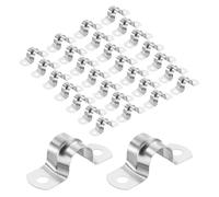 PATIKIL Conduit Clamps 2/3" Silver 2 Hole U Bracket Stainless Steel 30PCS | Rigid Pipe Strap for Fixing Water Pipe Cables Securing Hoses Tube Fuel Lines