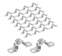 PATIKIL Conduit Clamps 3/4" Silver 2 Hole U Bracket Stainless Steel 30PCS | Rigid Pipe Strap for Fixing Water Pipe Cables Securing Hoses Tube Fuel Lines